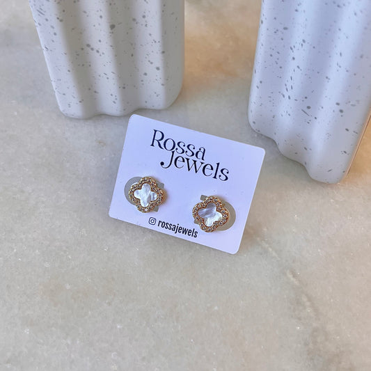 Clover CZ Stud Earrings